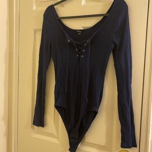 Long sleeve dark blue bodysuit